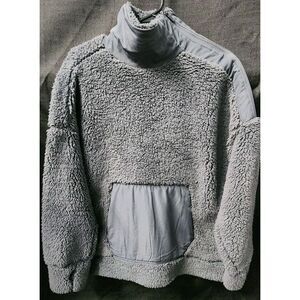 Te Verde‎ Teddy Fleece Jacket Pullover Side Neck Zip Sz L Front Zippered Pocket